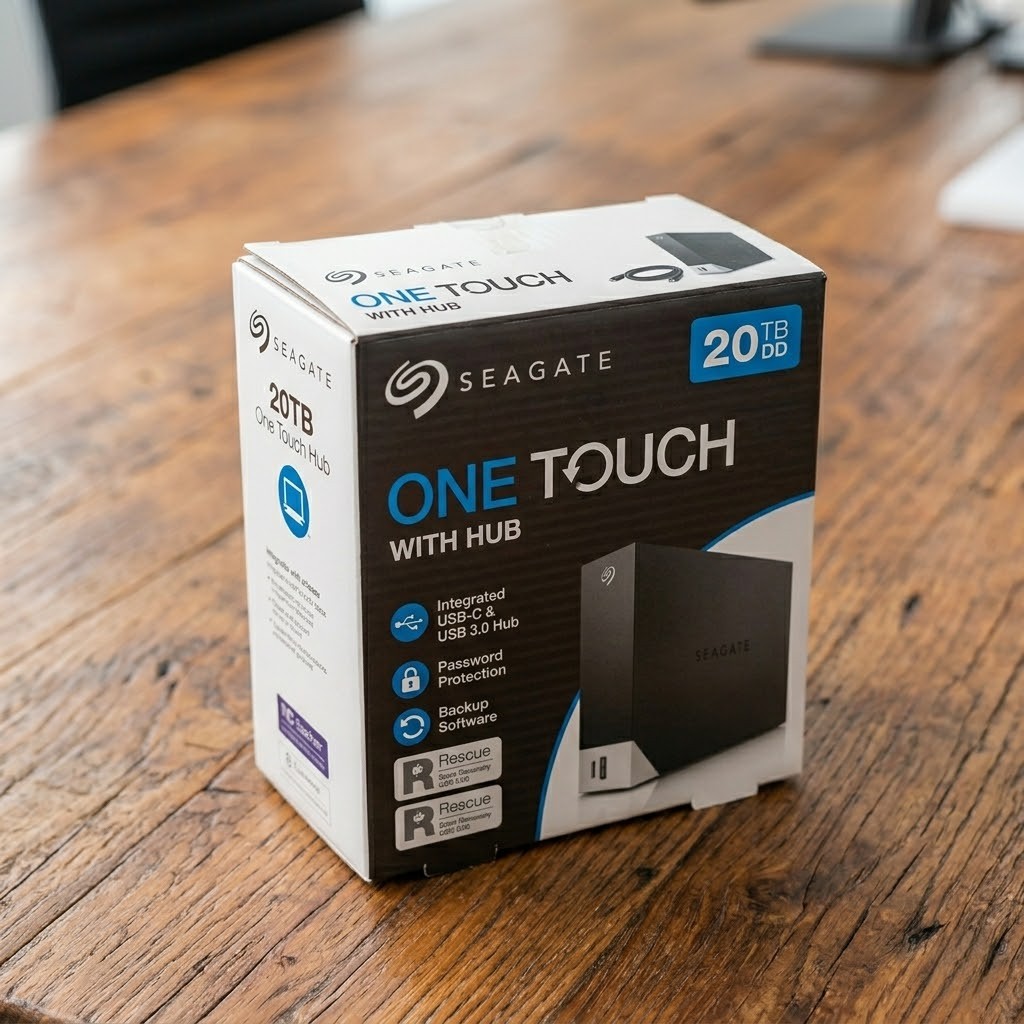 Seagate 20TB One Touch Hub Desktop External Hard Drive – Front-Facing USB-C & USB 3.0